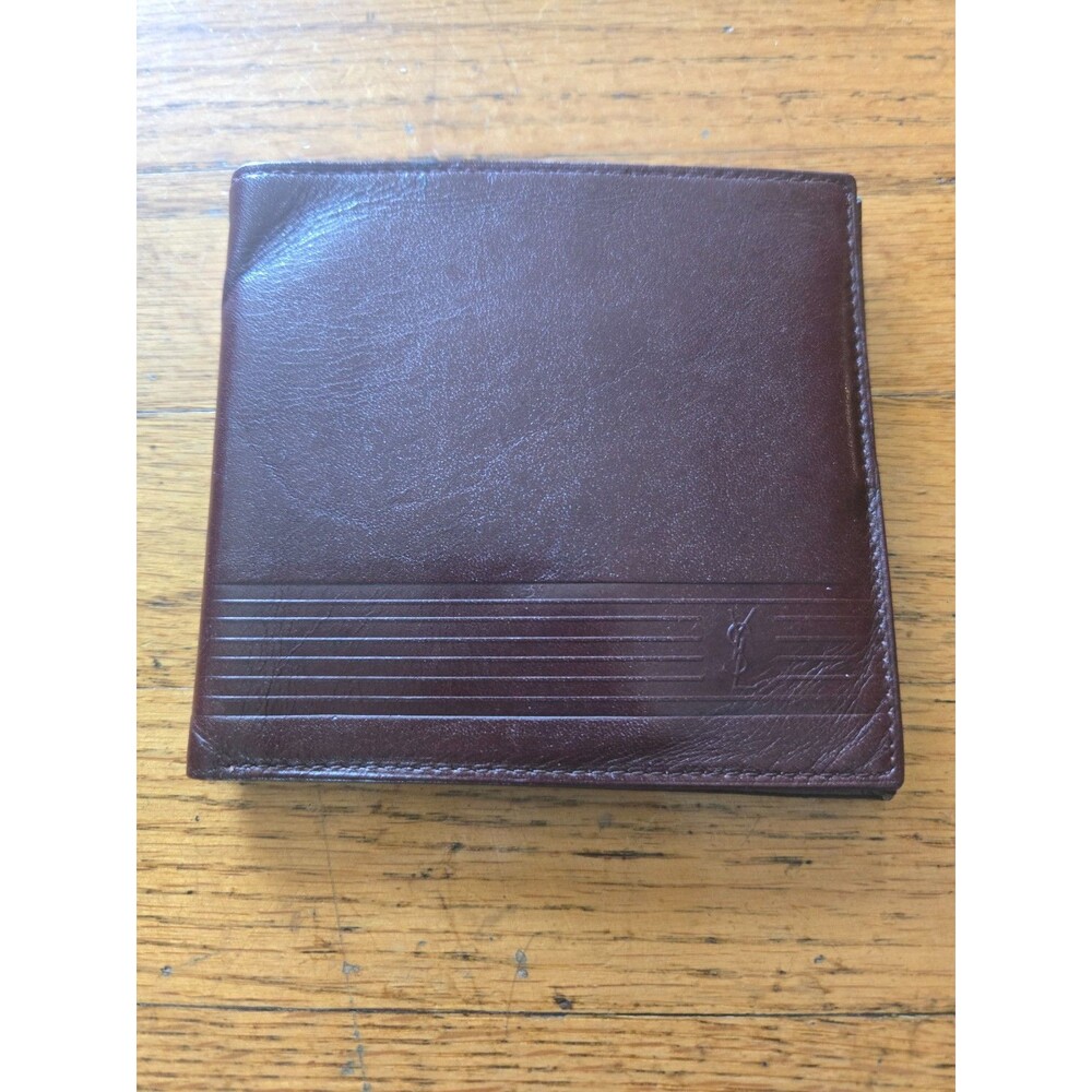 Vintage Yves Saint Laurent Mens Brownish Red Bifold Wallet